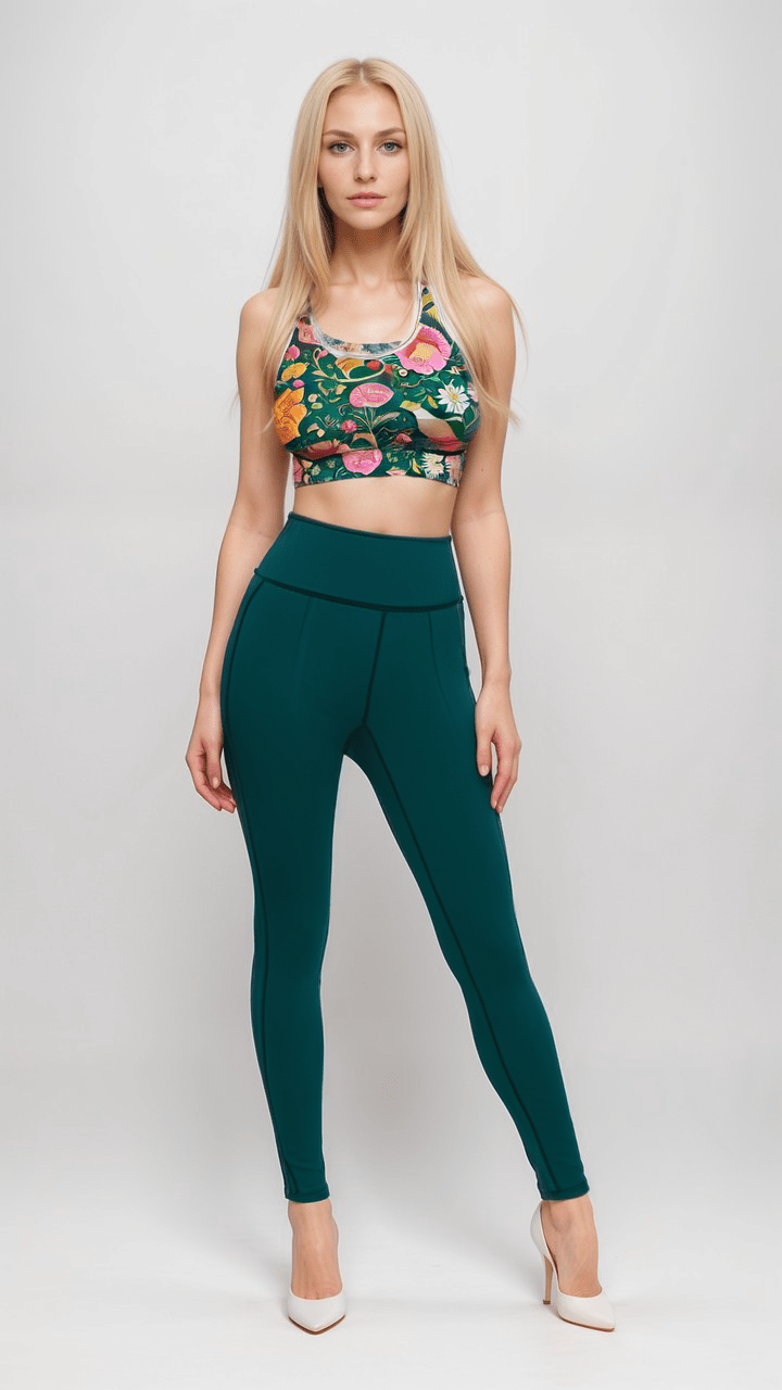 Sports Leggings Midnight Jade Womens High-Waisted Sports Leggings
