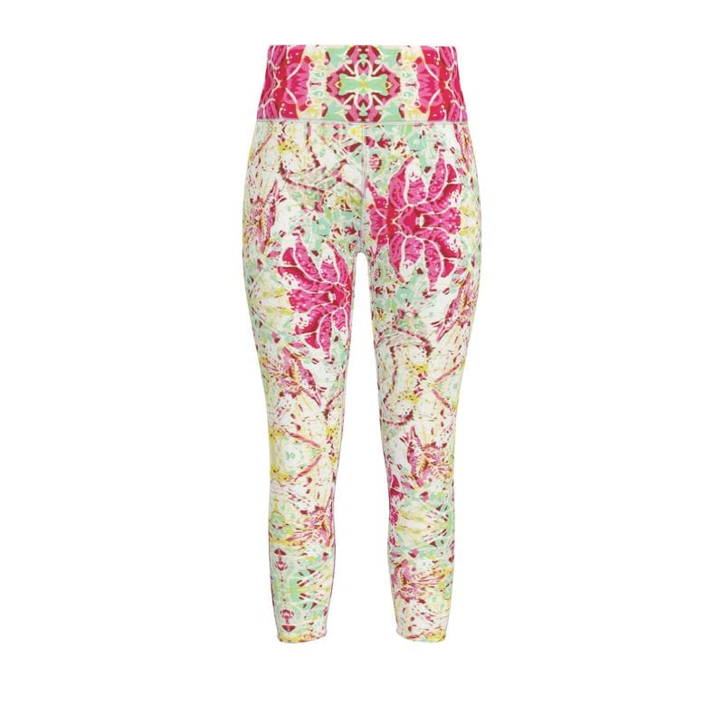 Sports Leggings Minty Petal Bloom Womens High Waisted Sports Leggings