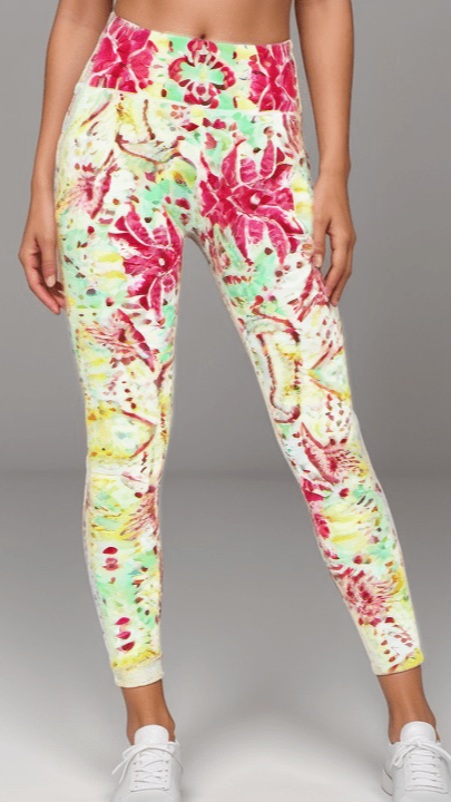 Sports Leggings Minty Petal Bloom Womens High Waisted Sports Leggings