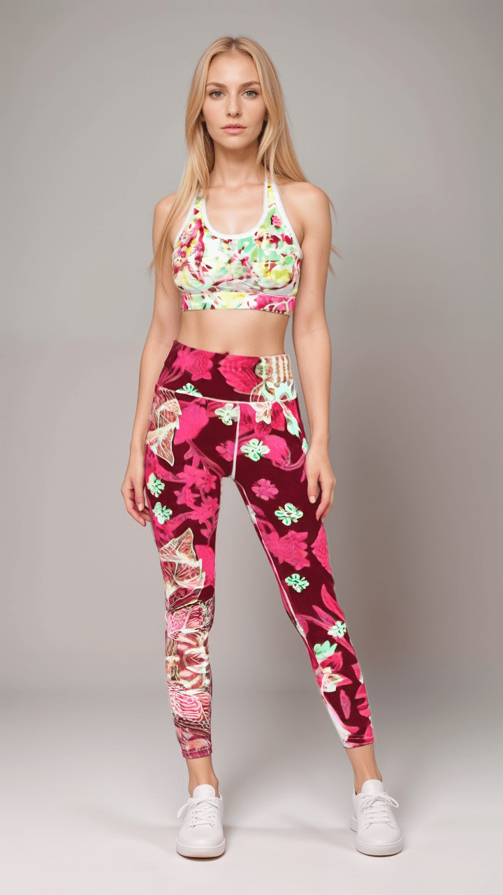Sports Leggings Scarlet Flora Dream Womens High Waisted Sports Leggings