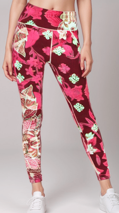 Sports Leggings Scarlet Flora Dream Womens High Waisted Sports Leggings