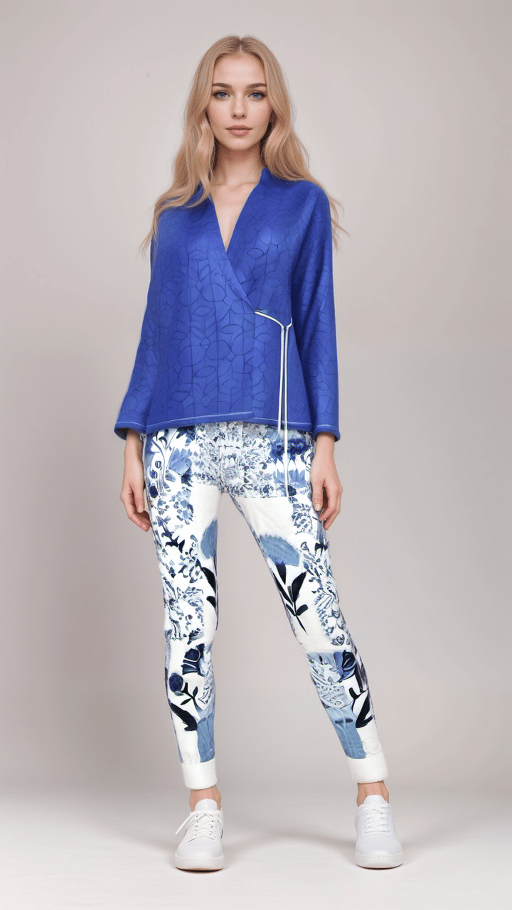 Womens Jogging Bottoms Blue Mirage Floral Women's Quilted Joggers