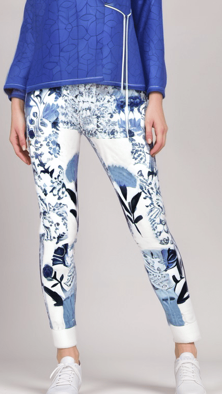 Womens Jogging Bottoms Blue Mirage Floral Women's Quilted Joggers