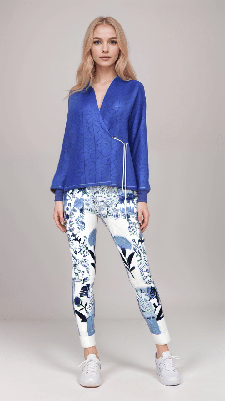 Womens Jogging Bottoms Blue Mirage Floral Women's Quilted Joggers