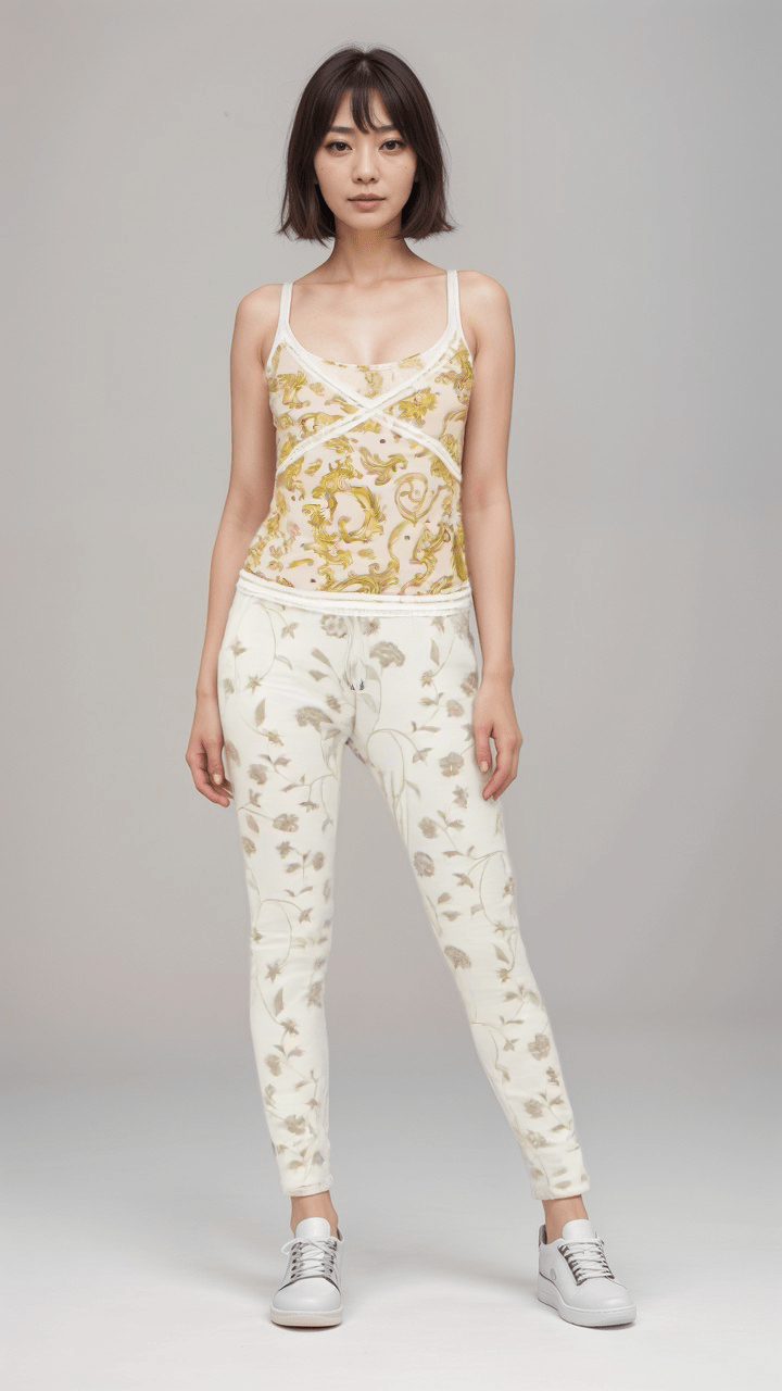 Womens Jogging Bottoms Ivory Blossom Vine Womens Joggers