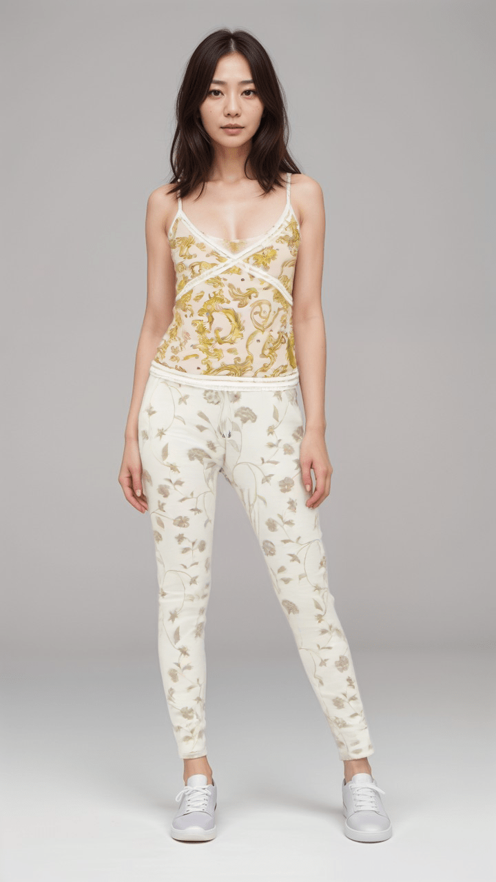 Womens Jogging Bottoms Ivory Blossom Vine Womens Joggers