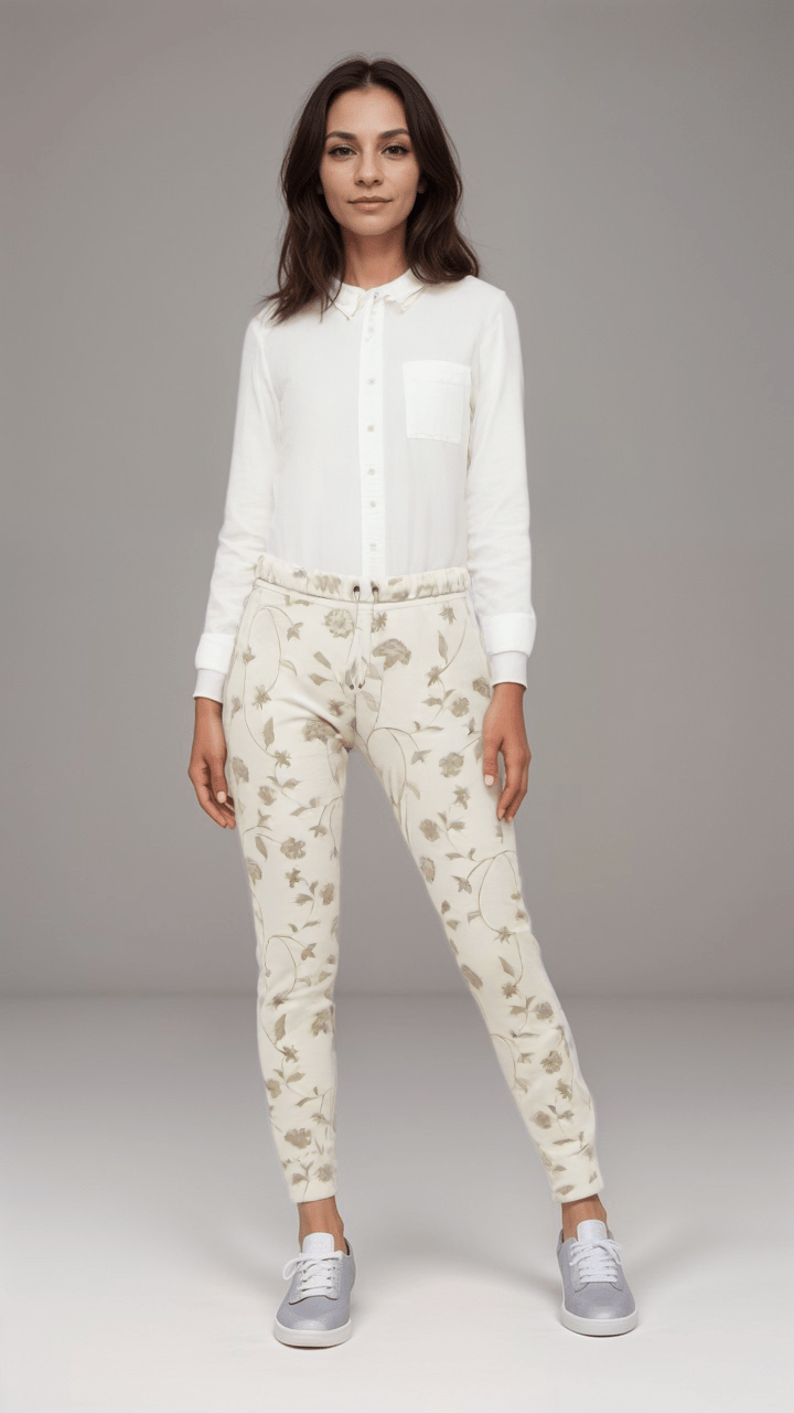 Womens Jogging Bottoms Ivory Blossom Vine Womens Joggers