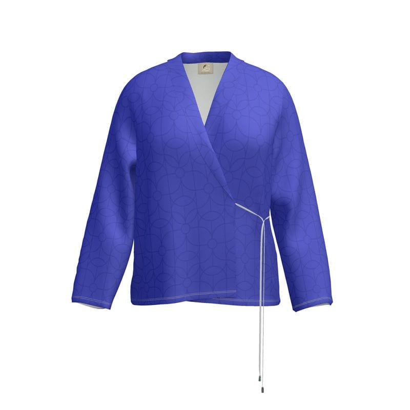 Wrap Blazer Cobalt Blue Womens Satin Wrap Blazer