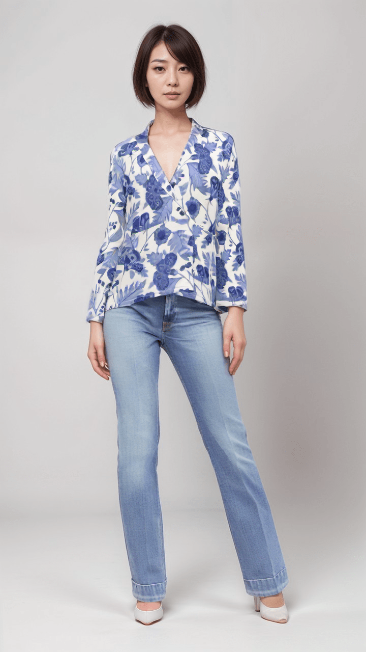 Wrap Blazer Cobalt Garden Women's Wrap Blazer