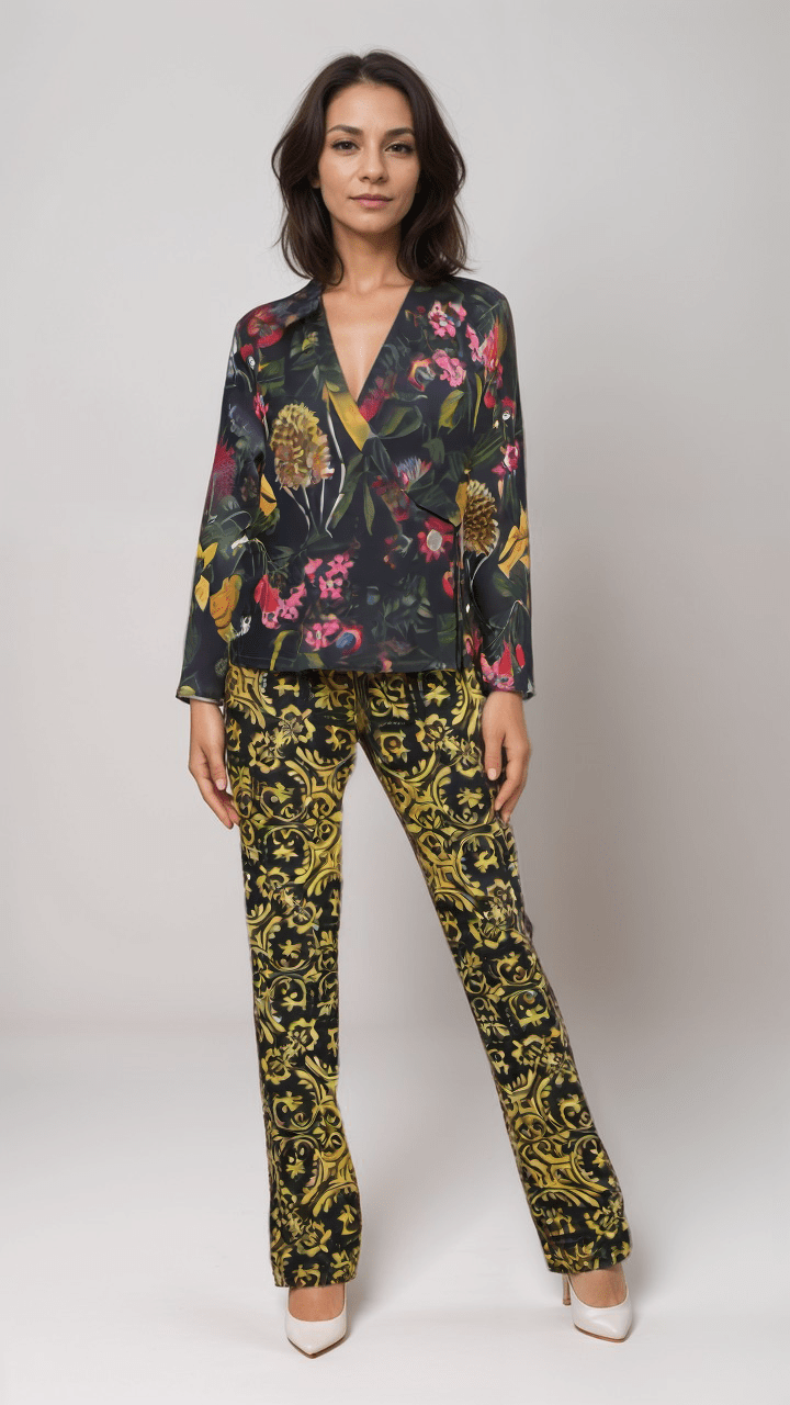 Wrap Blazer Eclipse Botanical Womens Satin Wrap Blazer