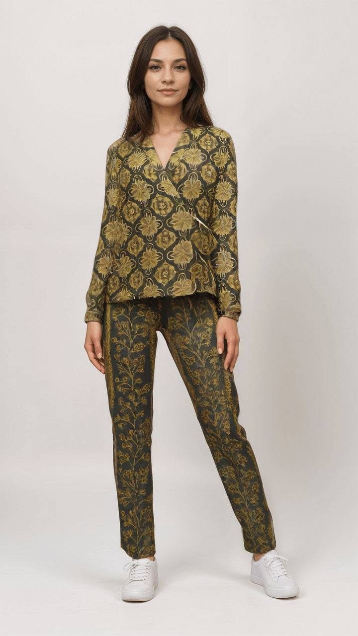 Wrap Blazer Gilded Garden Women’s Satin Wrap Blazer